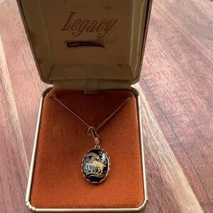 Legacy Vintage Zodiac Capricorn Cameo Gold and Black Necklace